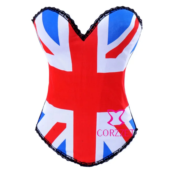 UK Flag Corzzet хлопок Поддерживающий Пояс-корсет, корректирующий бюстье со стальным каркасом Топы Burleque Showgirls корсет, на бюсте сексуальное женское белье - Цвет: UK Flag