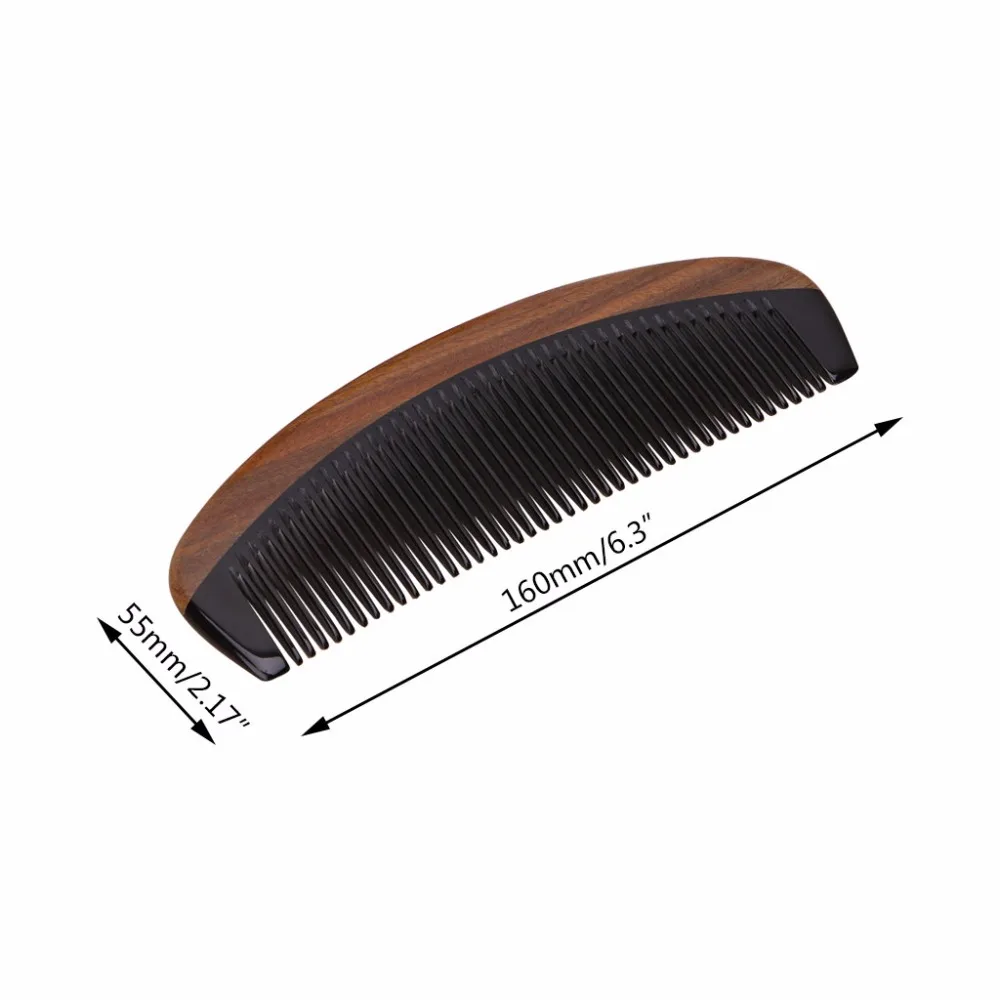 

16x5.5cm Natural Green Sandalwood Ox Horn Wood Comb Beard Makeup Tool Massage Hair Care Black+Brown Color