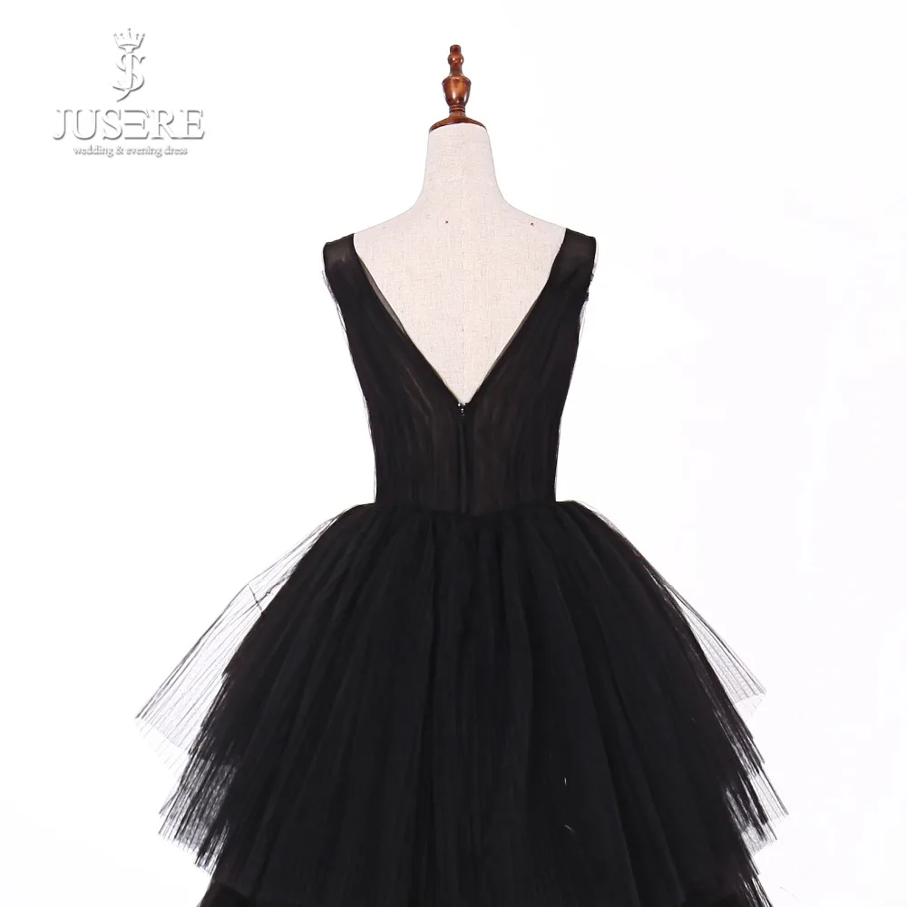 Jusere Real Photos Black Gothic Maxi Dress Prom Dresses Tired Cup Skirt Evening Dress With Tail 2019 New