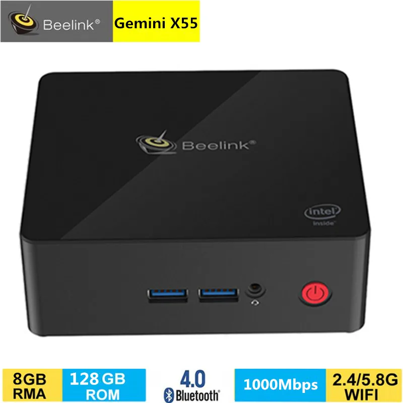 Beelink Близнецы X55 Ultimate Mini PC ТВ Box Intel озеро Pentium J5005 8 ГБ 128 2 4 г 5 Wi Fi 1000Mbp BT4.0 Media