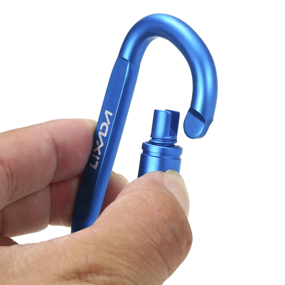 

Screw Lock Hanging Hook Buckle Keychain D-ring Locking Carabiner Clip Set with Steel Wire Ring for Outdoor Camping Hiking