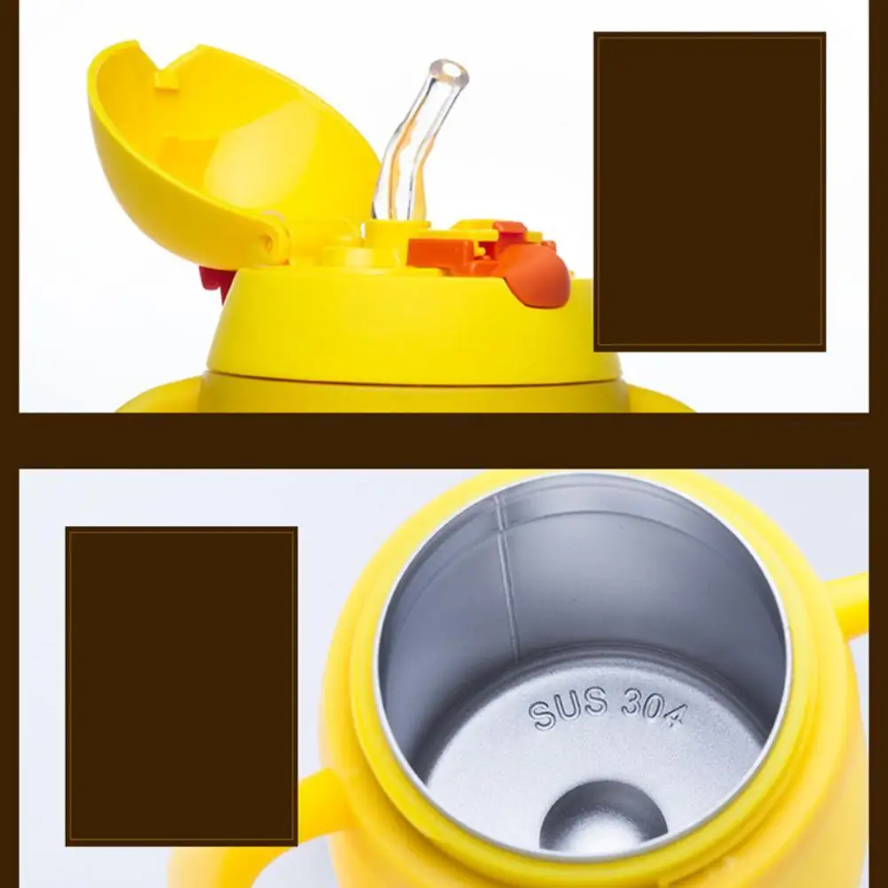 

Enssu 1 Pc Small Yellow Chicken Baby Cup Stainless Steel Safety Material With A Handle bounce switch For Kids