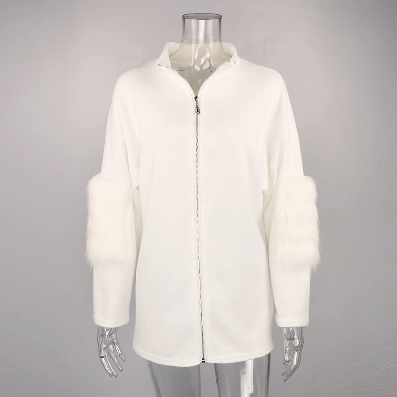 Women Thicken High Neck Sweater Reversible Fur Decors Long Sleeve Collar Zipper Knitted Knitwear Pullover One Size 6Q1276 | Женская