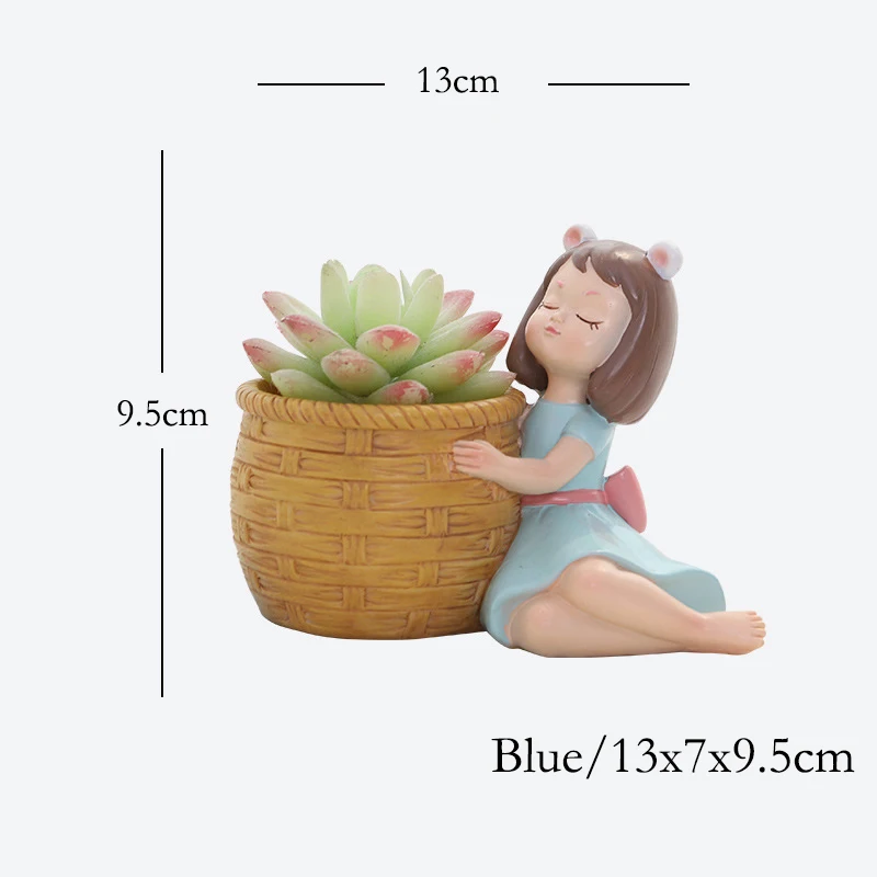 Blue 1 шт., сказочный садовый цветочный горшок, милая девочка, суккулент, горшок для растений, украшение дома, сада, ремесло, фигурка для девочки с дренажным отверстием - Цвет: Blue