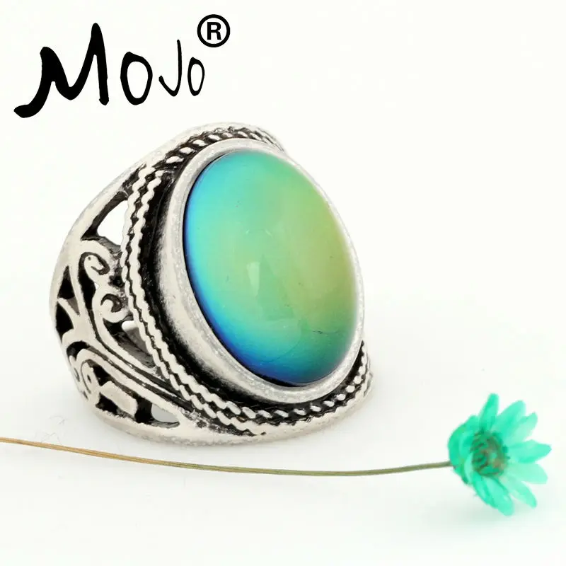 

Mojo Vintage Bohemia Retro Color Change Mood Jewelry Emotion Feeling Changeable Temperature Control Ring for Women