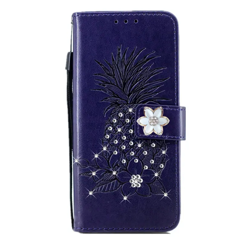 Одежда с узором ананас Bling кожаный чехол Откидывающейся Крышкой для samsung Galaxy J4 J6 J8