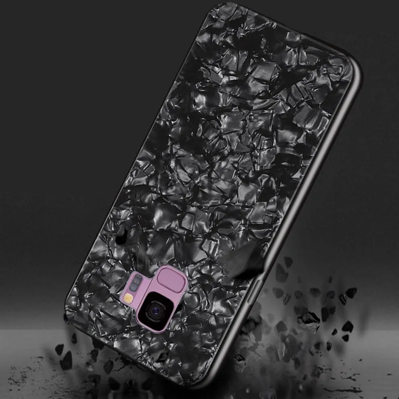 Блестящий чехол с раковиной для Sumsung Galaxy S9 S8 Plus закаленное стекло задняя крышка