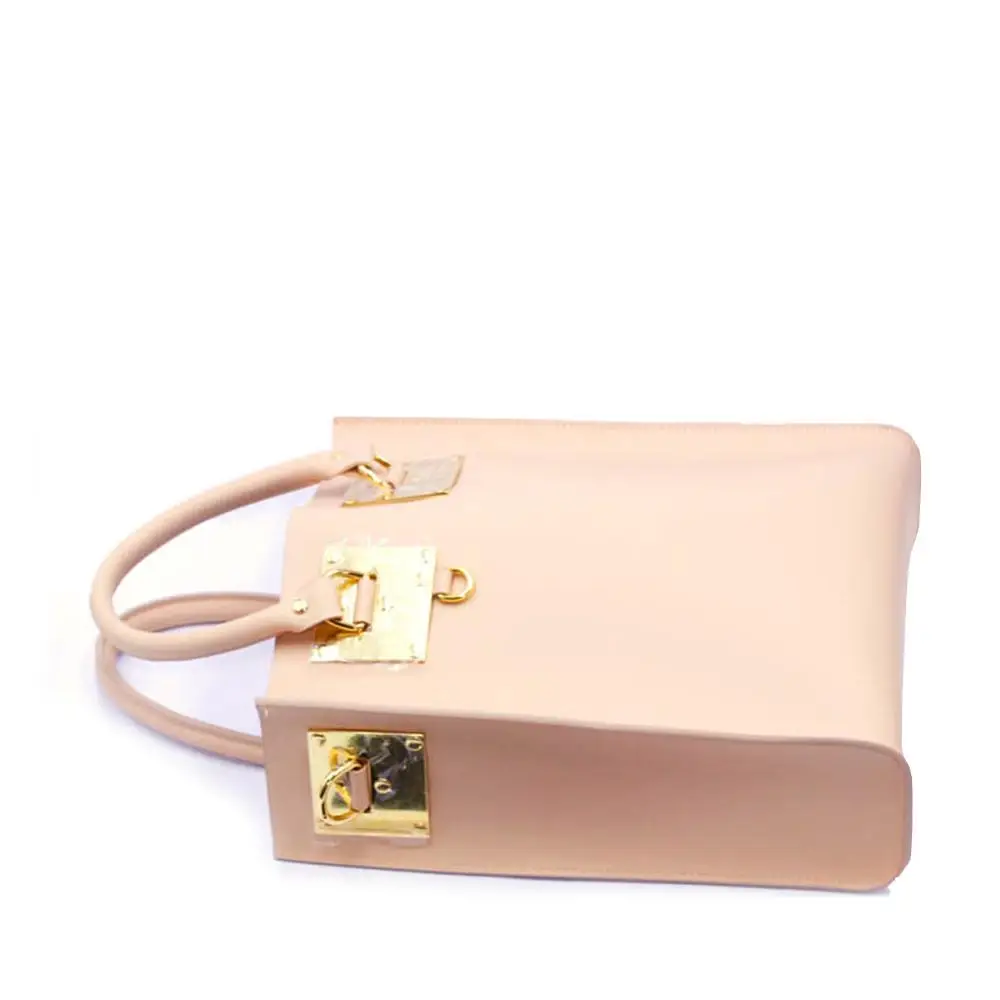 Nude Pink Натуральная кожа, металлическая пластина, большая сумка-тоут, Женская мода, известный бренд, багаж, сумка для покупок, сумка через плечо, сумочка - Цвет: Nude Pink