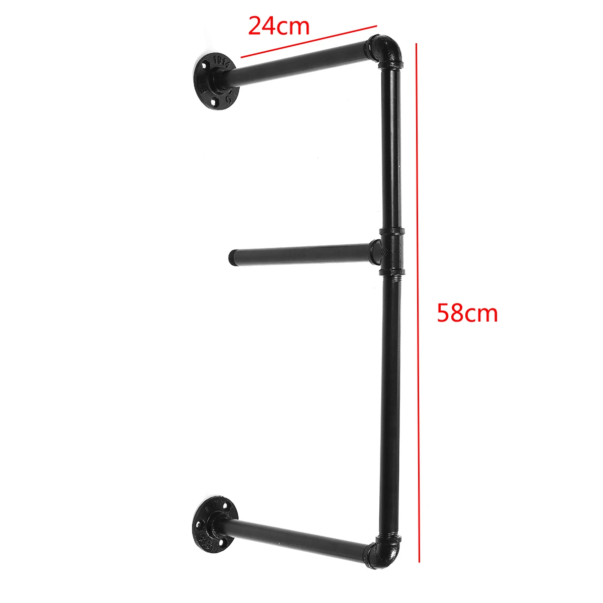tall 58cm deep 24cm 2 шт. 2 ярусная полка настенное крепление для полок Висячие полки для хранения железная труба черная труба DIY полки мебель для дома - Цвет: tall 58cm deep 24cm