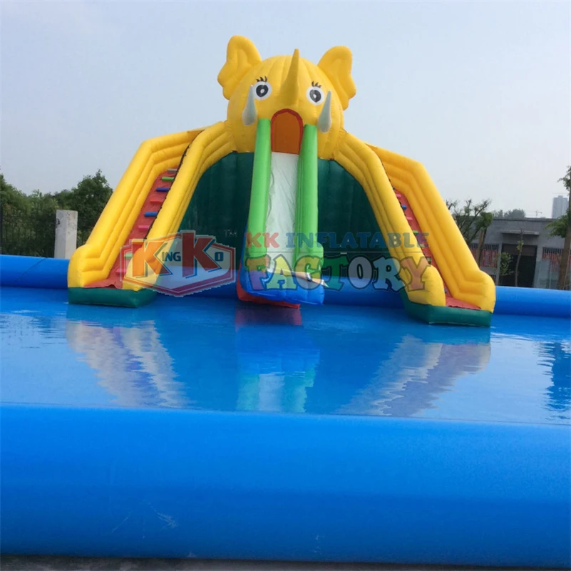 Kopen China Opblaasbare Water Park Fabrikant Kk Water Speeltuin Grote Glijbaan Met Zwembaden