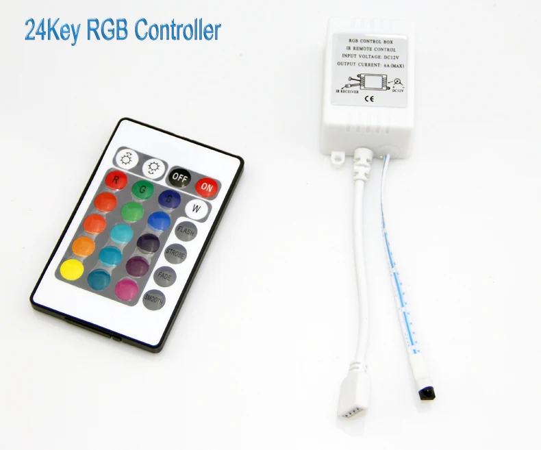 

RGB Controller 24 keys IR Remote Control + Controller Applicable to SMD 3528 5050 RGB LED Strip Free Shipping