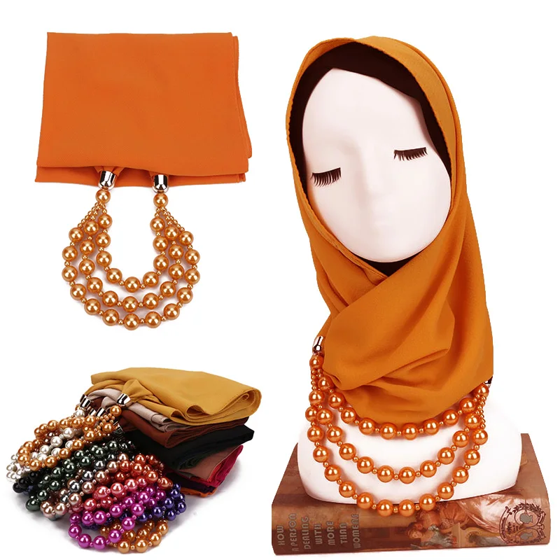 Модный шарф ожерелье женские шарфы весна осень женская шифоновая бусина