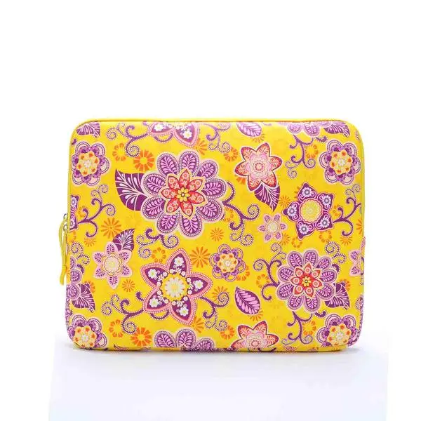 as picture PU ретро Желтый Цветок Laptop Sleeve для MacBook Air 13 Pro Retina 13 сумка для ноутбука для 13.3 дюймовый планшет с двумя карманами - Цвет: as picture