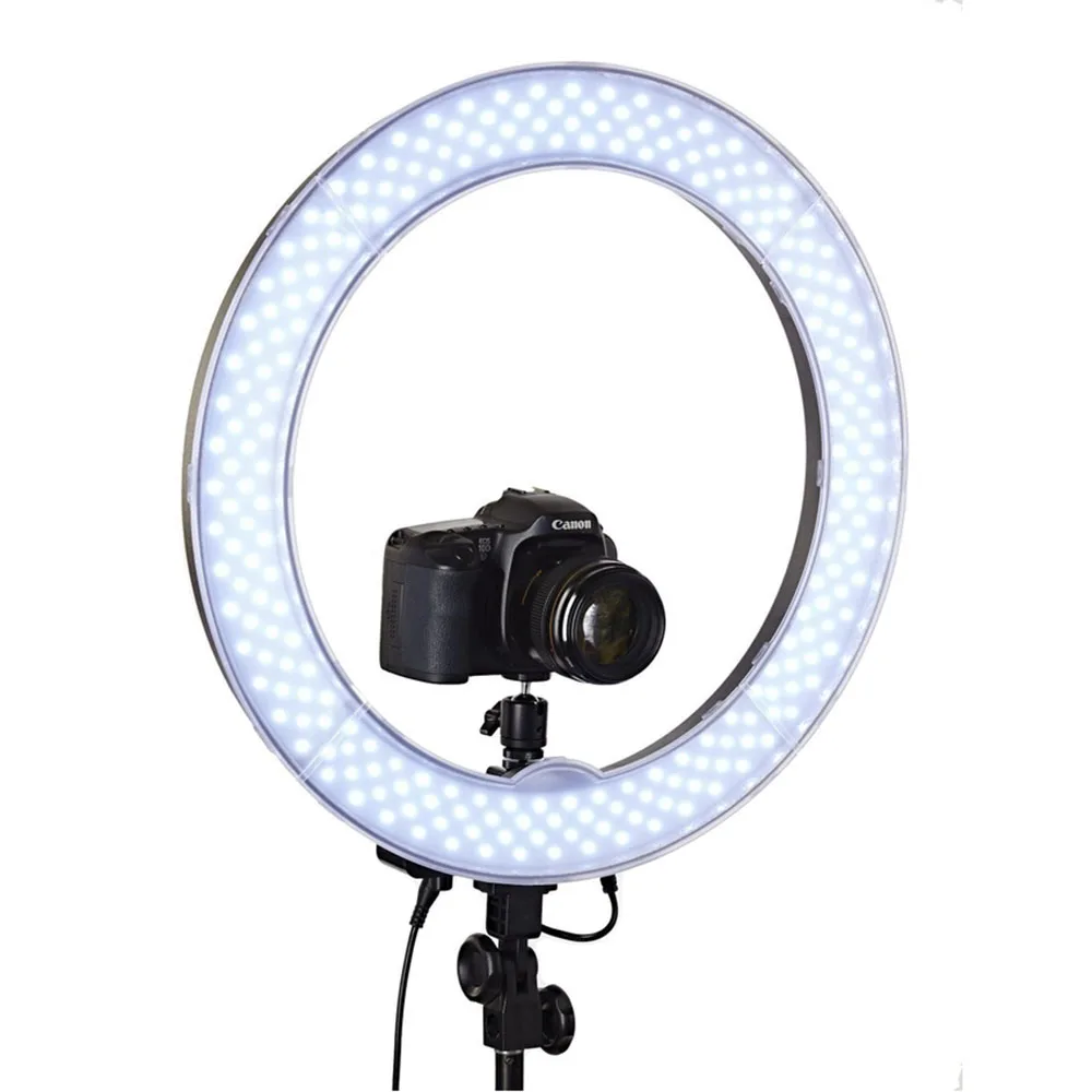 Cadiso Studio Dimmable 18&quot 55W 5500K LED Camera Mirror Video Ring Light Kit with 2M Stand Color Filer Carry Bag for Makeup Photo |