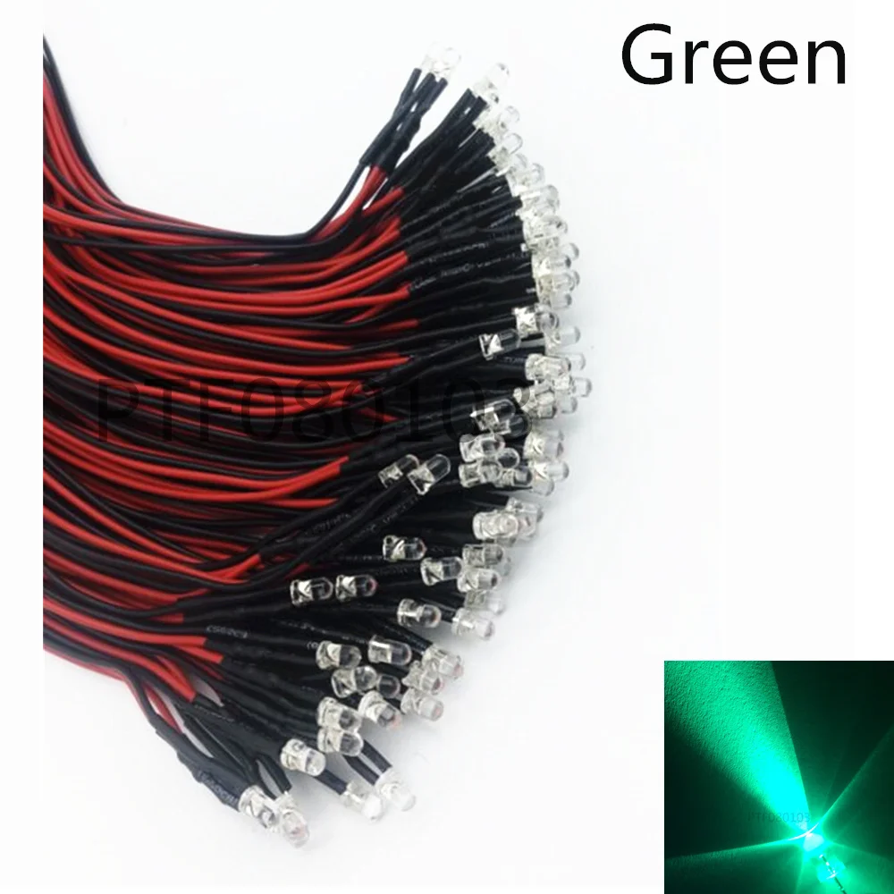 100pcs lot 20cm Pre Wired 3mm 5mm LED Light Lamp Bulb Prewired Emitting Diodes For DIY Home Decoration DC12V | Лампы и освещение