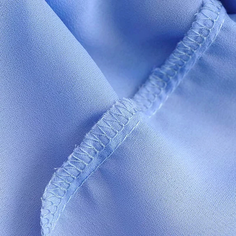 ZXQJ 2019 Fashion Spring Women Za Blue Ruffles Blouse Female Elegant Long Sleeve V-neck Cascading Shirts blusas mujer |