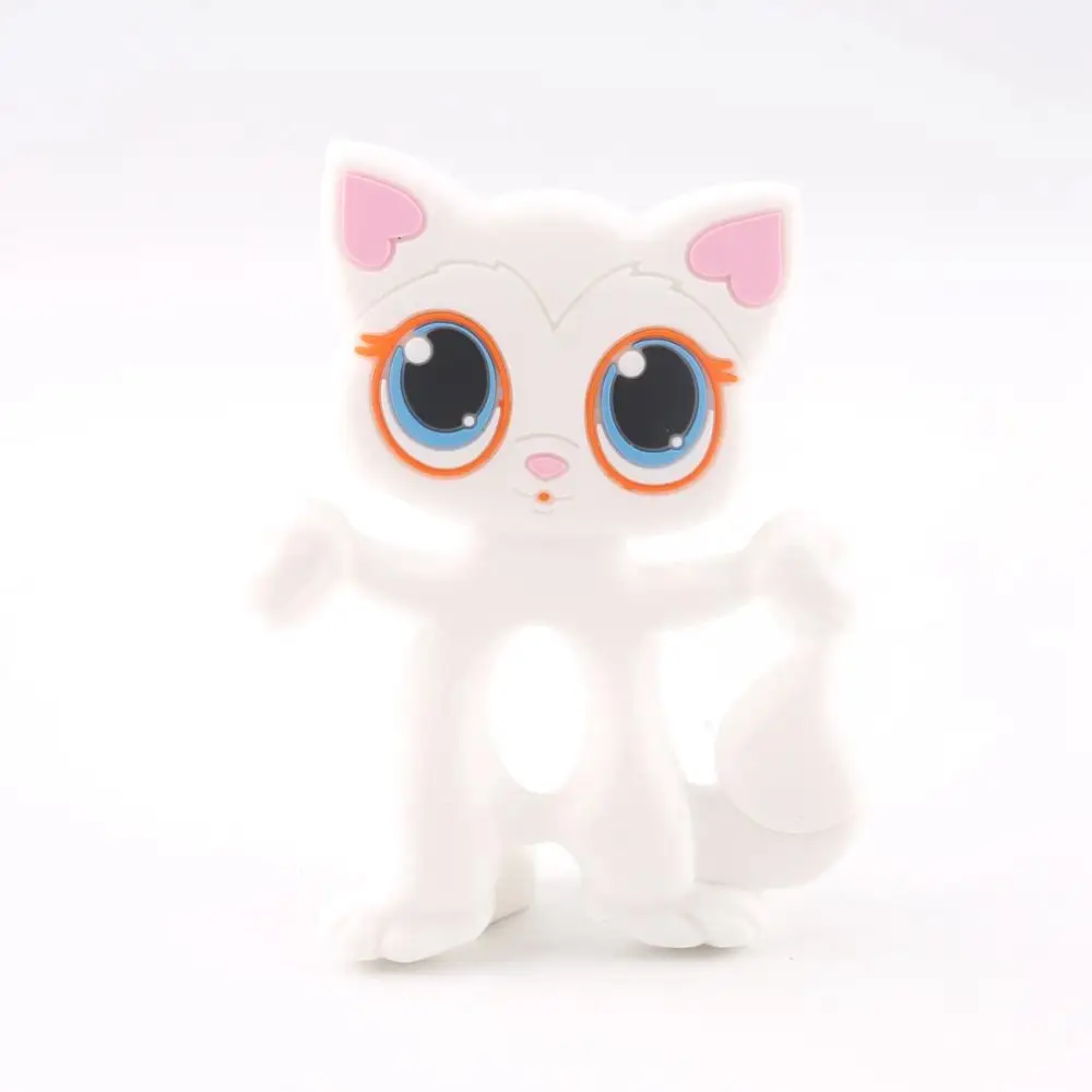 White Cat 1 шт., детский прорезыватель, силиконовый, большой глаз, кошка, грызуны, милый силиконовый прорезыватель, сделай сам, для кормления, ожерелье, соска, цепочка, подвеска для ребенка, продукт - Цвет: White Cat
