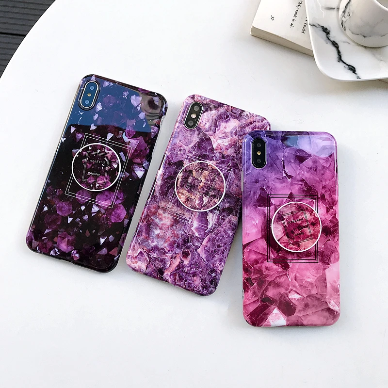 Модный мраморный чехол для iPhone XS Max XR X складной кронштейн Мягкий силиконовый 7 8 6 6s