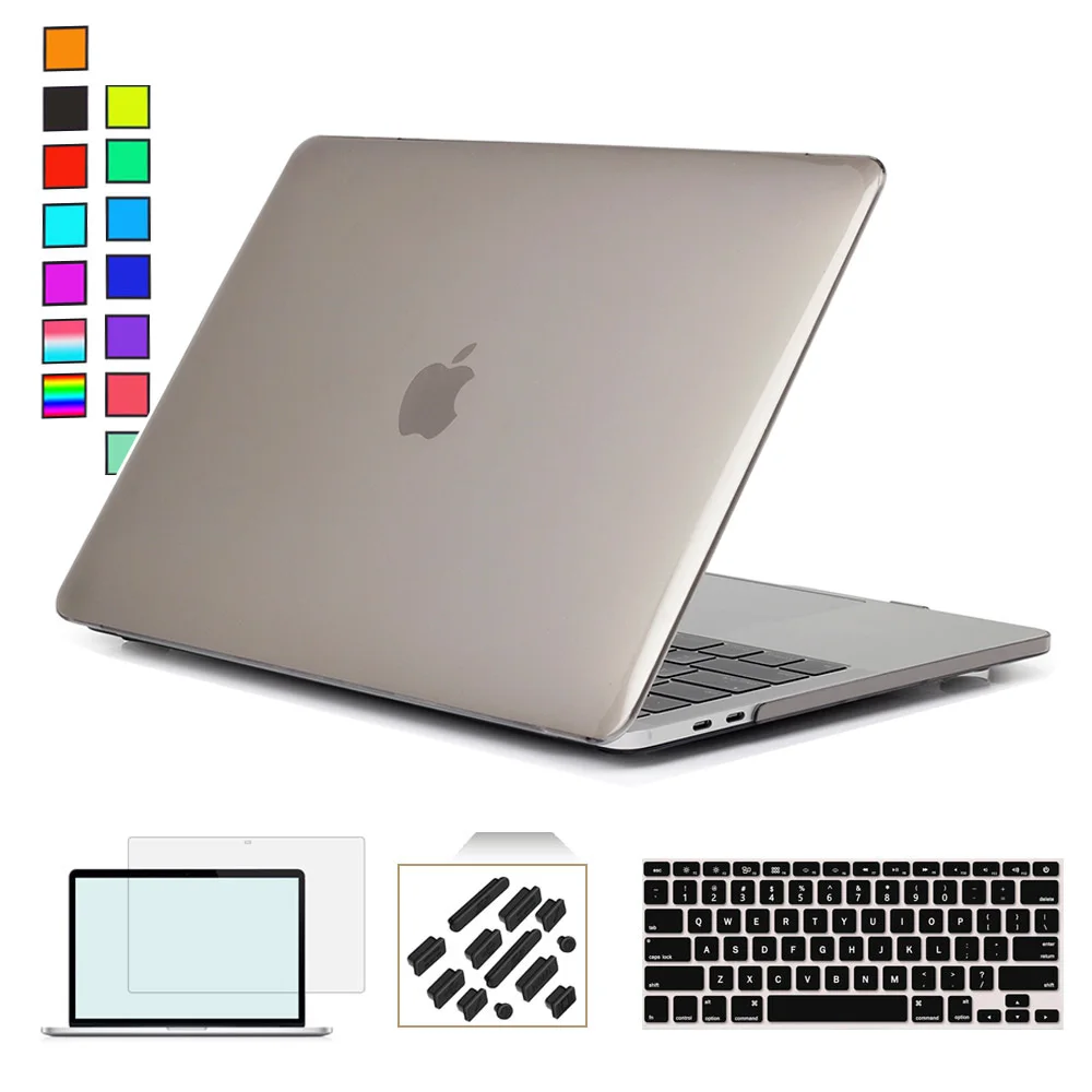 Для нового Macbook Air 13 чехол+ клавиатура чехол для Apple Macbook Air Pro retina 11 12 13 15 Mac Book 15,4 13,3 дюймов чехол для ноутбука - Цвет: Crystal Clear Grey