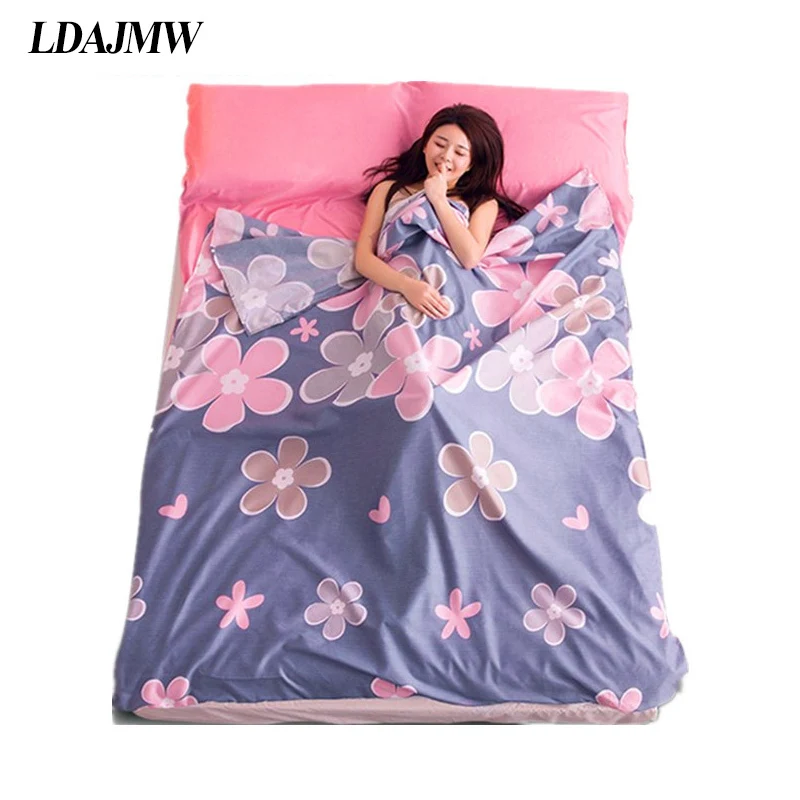 

LDAJMW Outdoor Travel Portable Hotel Cotton Sleeping Bag Student Adult Indoor Polyester Fitted Sheet Mattress Cover Bed Sheets