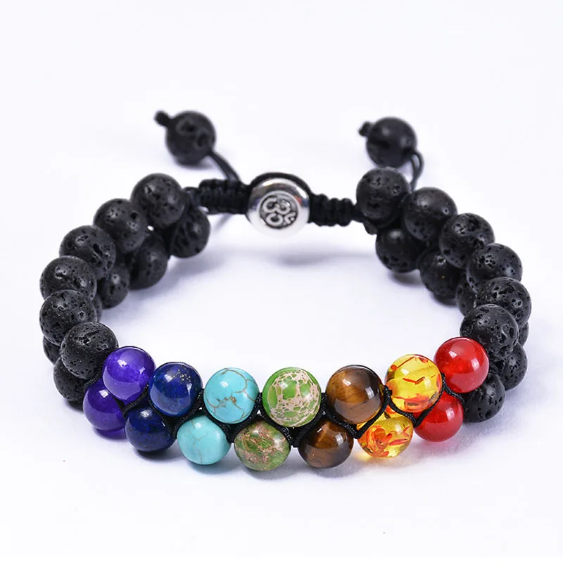 Chakra 2 Буддизм Исцеление макраме духовные браслеты Для мужчин Для женщин целитель рейки 7 Чакра браслет натуральный камень Йога Jewelry DY-01 - Окраска металла: Chakra 2
