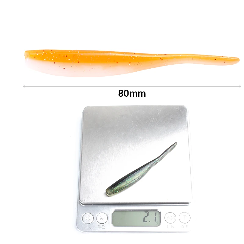 YUEWINS 8 шт./лот мягкая рыболовная приманка 80 мм 2 1 г Pesca для ловли рыбы двойной цвет
