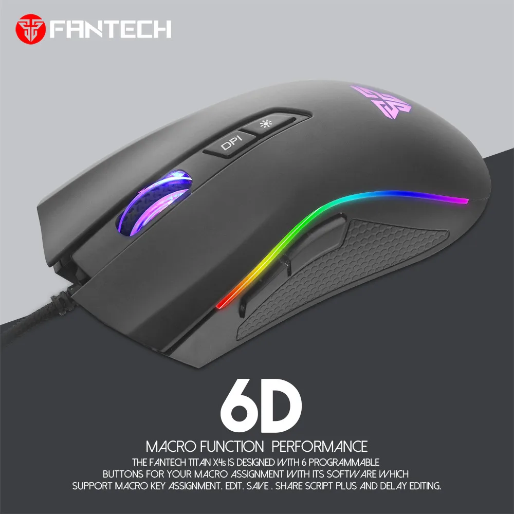 Fantech hand feel design for game applications X4S USB Wired 4800dpi 7Buttons Optical Gaming Mouse LED Backlight PC18 YE3.4 | Компьютеры и