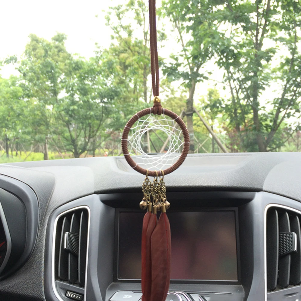 

Автомобильная подвеска с колокольчиком и пером, украшение ручной работы, Ловец снов, отделка для автомобильного зеркала заднего вида, украш...