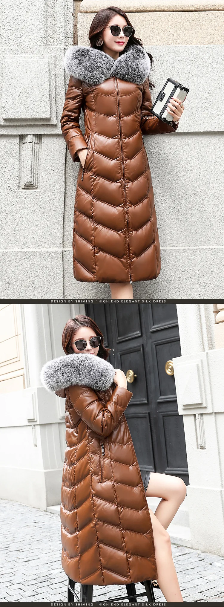 Зимний модный бренд, воротник из лисьего меха, с капюшоном, 90% натуральный утиный пух, пальто для женщин, натуральная кожа, большие размеры, удлиненные толстые пуховики, парки wq764