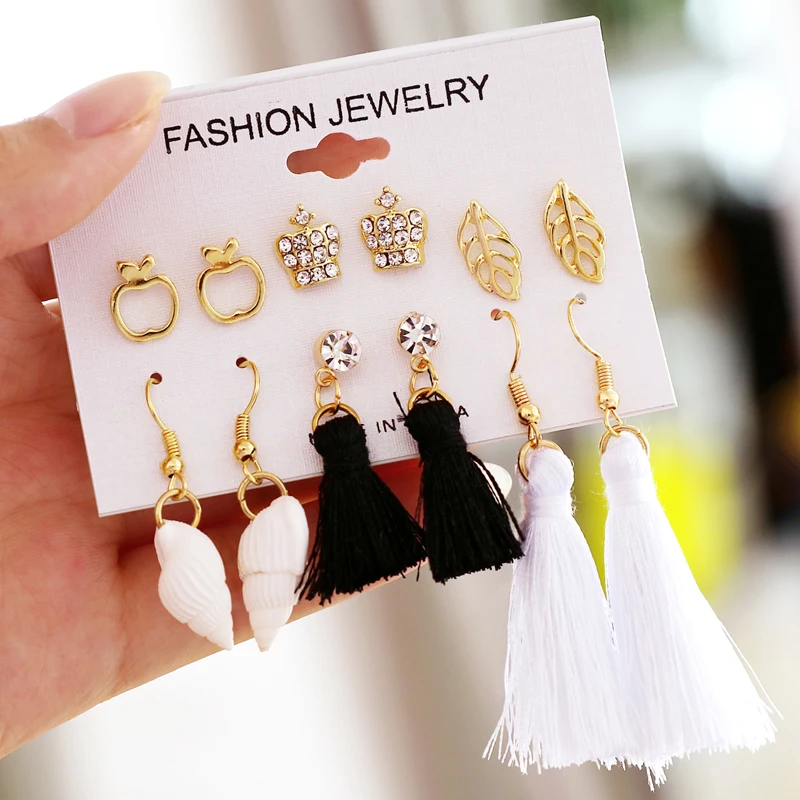 ZOSHI горячая кисточкой серьги гвоздики Комплект сережек для женщин в богемном