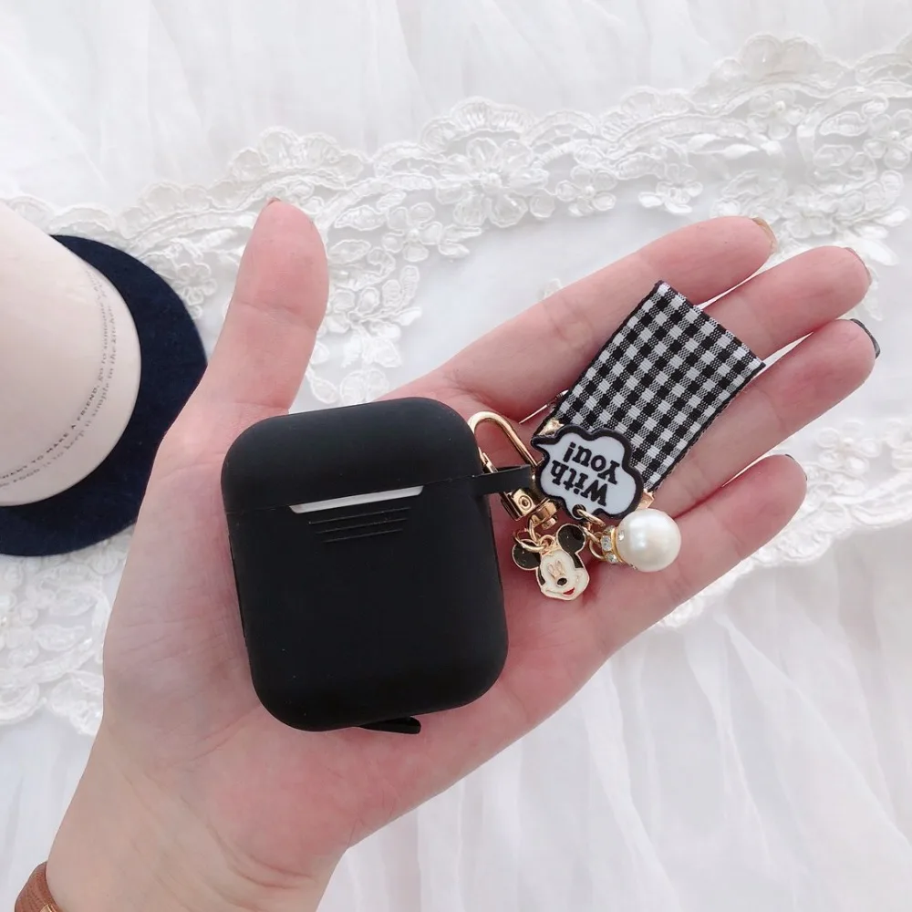 Для AirPods чехол, роскошный подвесной орнамент с кольцом для ключей, Мультяшные аксессуары, силиконовый чехол, беспроводная Крышка для наушников для Airp ods 2
