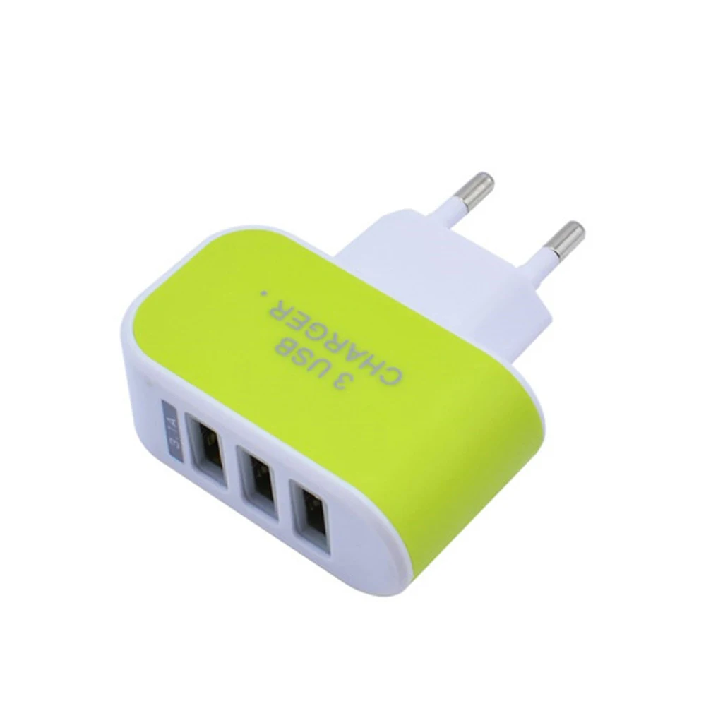 Green Универсальное 3 порта USB настенное зарядное устройство домашнее зарядное устройство переменного тока для путешествий адаптер EU-Plug для планшеты и смартфоны - Цвет: Green