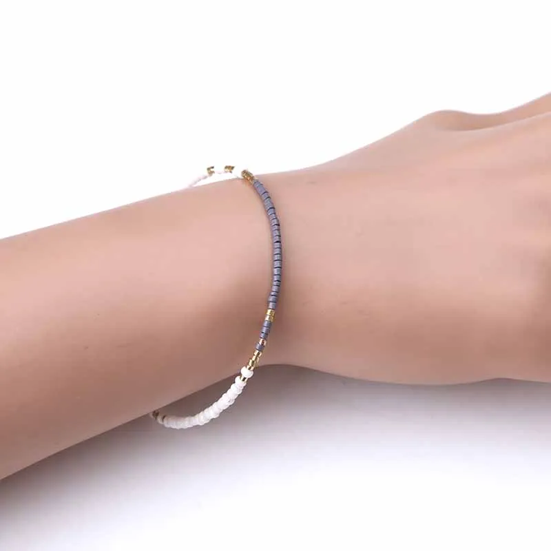 1 шт. 4 цвета браслет из натурального камня эластичный с бусинами в богемном стиле