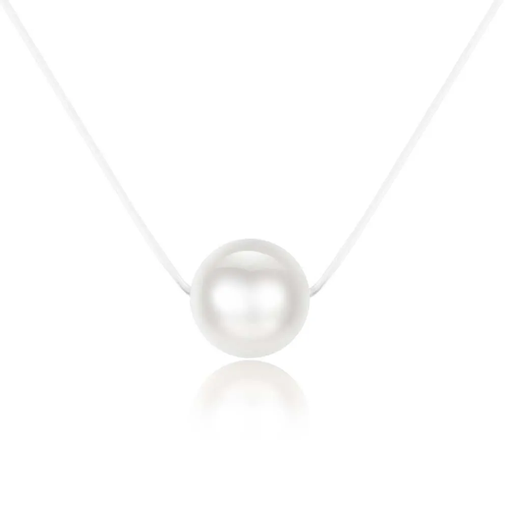 

Simple Classic Round White Artificial Pearl Engagement Necklace for Girl Women Ladies Birthday Gift C4