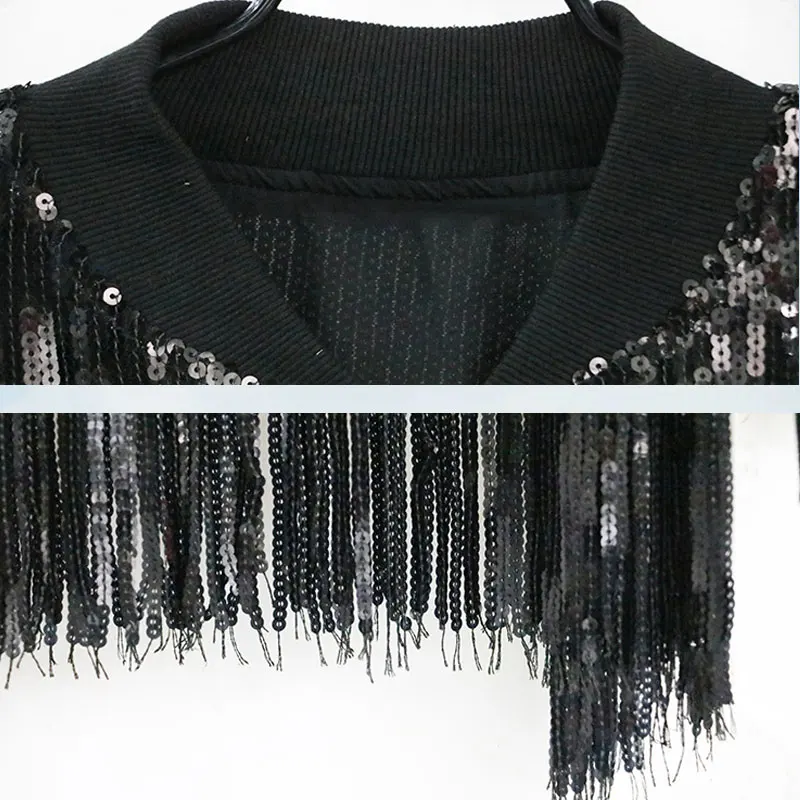 Женская куртка весна 2019 модная Тяжелая индустрия с блестками Длинная женская