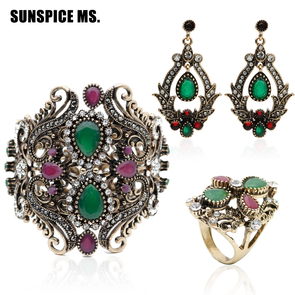 Комплект ювелирных изделий из 3 предметов популярный браслет серьги кольцо