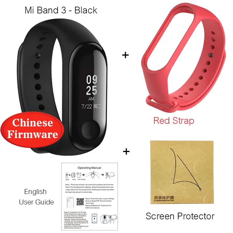 AddFilm-Red Xiaomi mi-браслет 3 Смарт-Браслет фитнес-браслет mi Band 3 большой сенсорный экран OLED частота сердечных сокращений Smartband - Цвет: AddFilm-Red