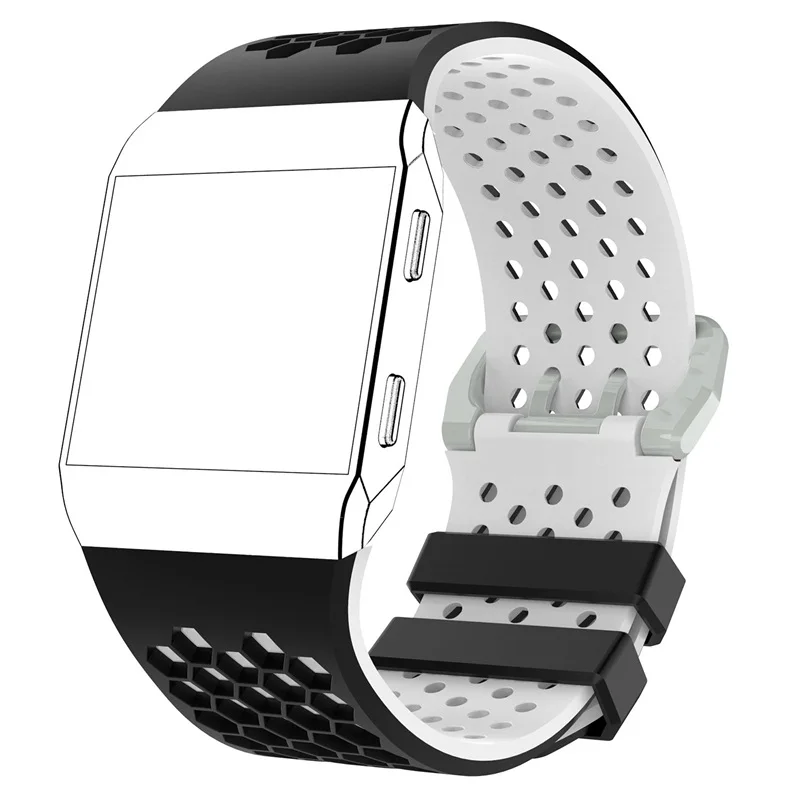 Проветриваемый силиконовый спортивный ремешок для часов для Fitbit ionic Смарт-часы Регулируемый сменный Браслет аксессуар Браслет для наручных часов - Цвет: Black white