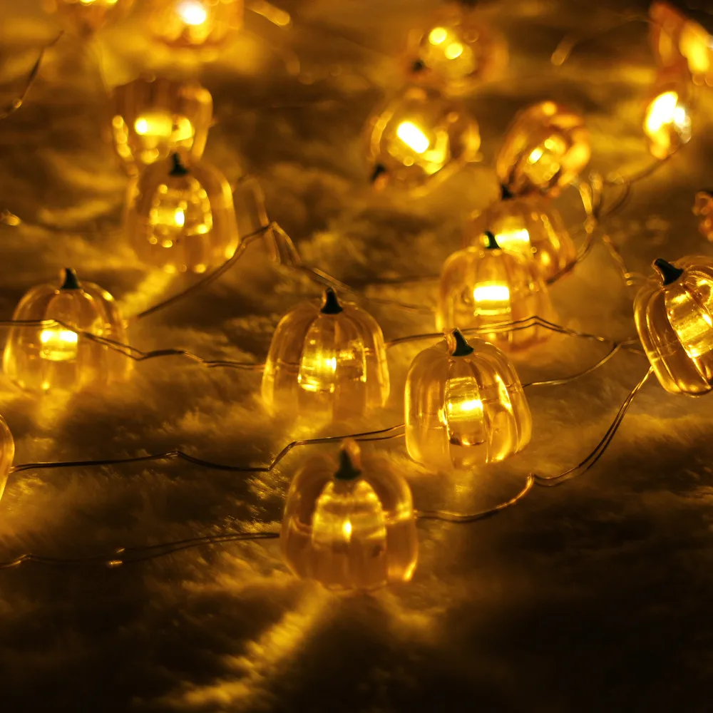 Батарея управляется 3 м 10FT 40LED Pumpkim в форме гирлянды светодиодные огни, Хэллоуин, в закрытом помещении и на открытом воздухе серебряной проволоки гирляндой с пультом дистанционного управления