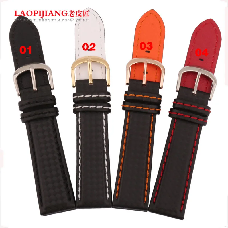 Ремешок из углеродного волокна ремешок натуральной кожи мягкий красный 18 мм 20 22 24