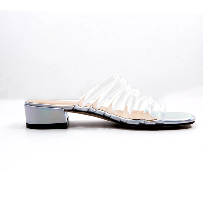 Женские блестящие шлепанцы прозрачные стельки из натуральной кожи нескользящая