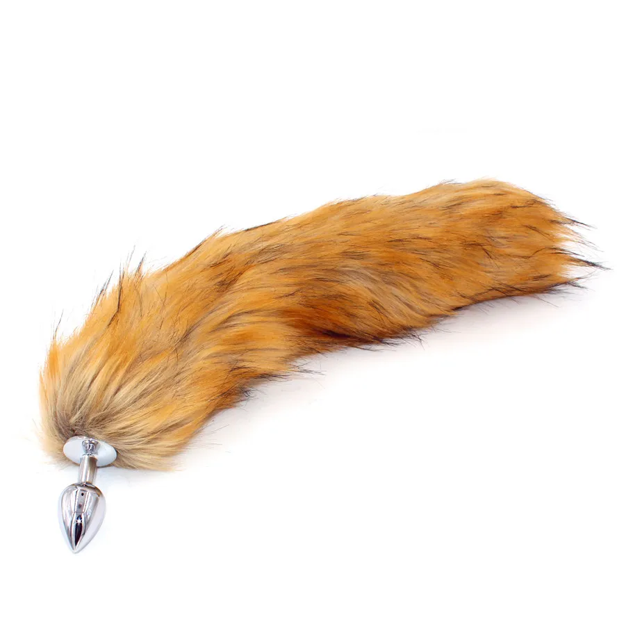 Искусственный Лисий хвост плюшевый мех с металлической анальной пробкой 40 см