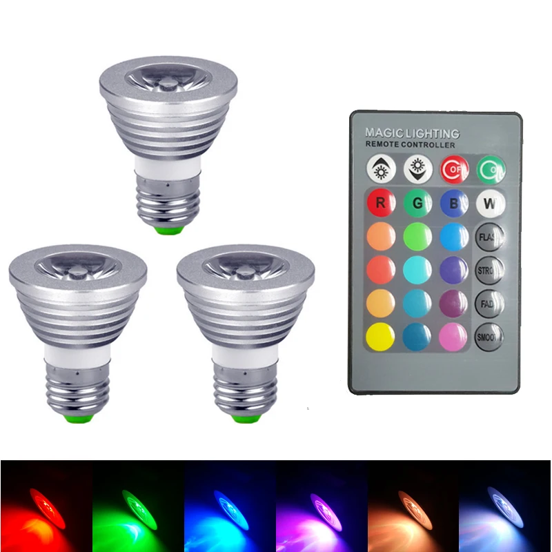 E27 светодиодный RGB лампа AC110V 220V 5W точечный светильник с регулируемой яркостью
