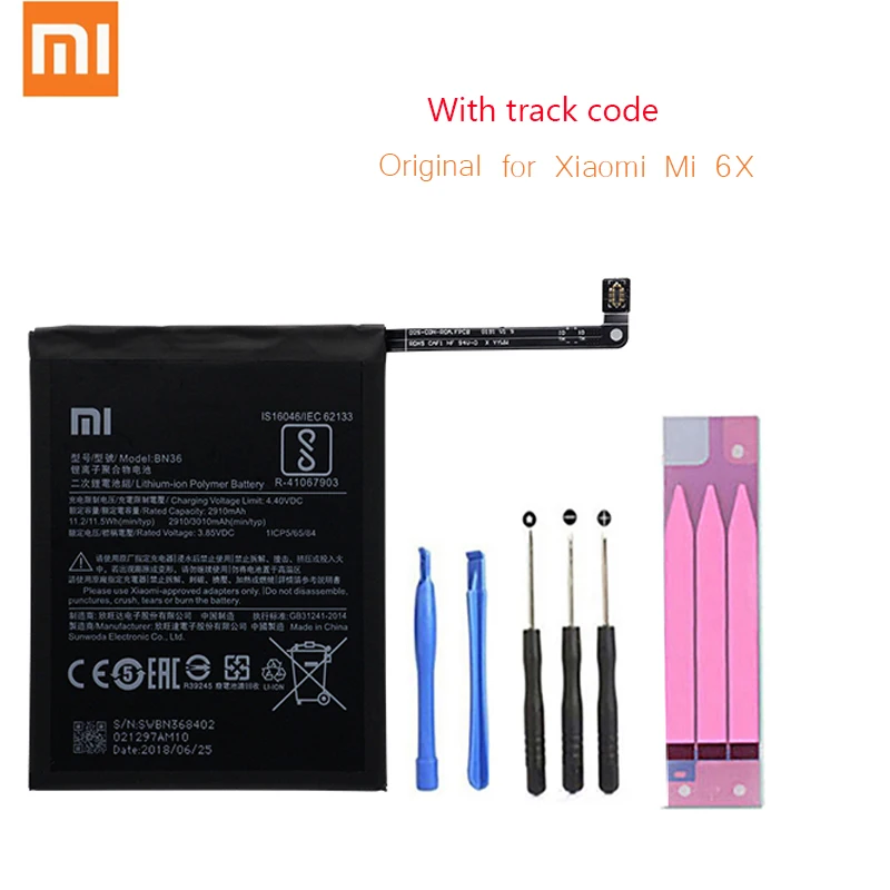 Крепление для спортивной камеры Xiao mi Оригинальный аккумулятор телефона BN36 Xiaomi 6X