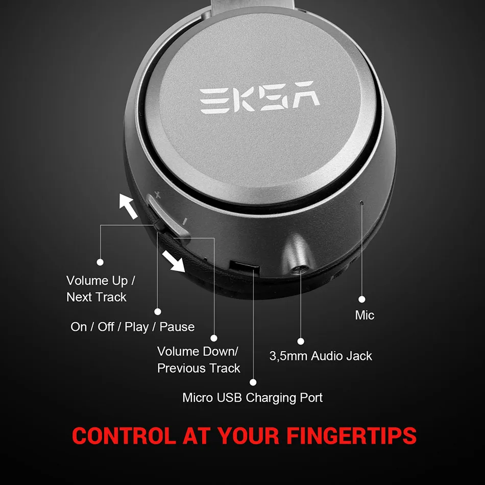 EKSA E100, Bluetooth 5,0, беспроводные наушники, супер светильник, портативная гарнитура с микрофоном, 500 мА/ч, гарнитура для iPhone, Xiaomi