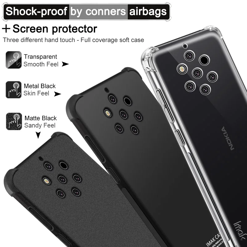 IMAK For Nokia 9 PureView Case Cover Shockproof Airbag TPU Silicone Back + Screen Protector |