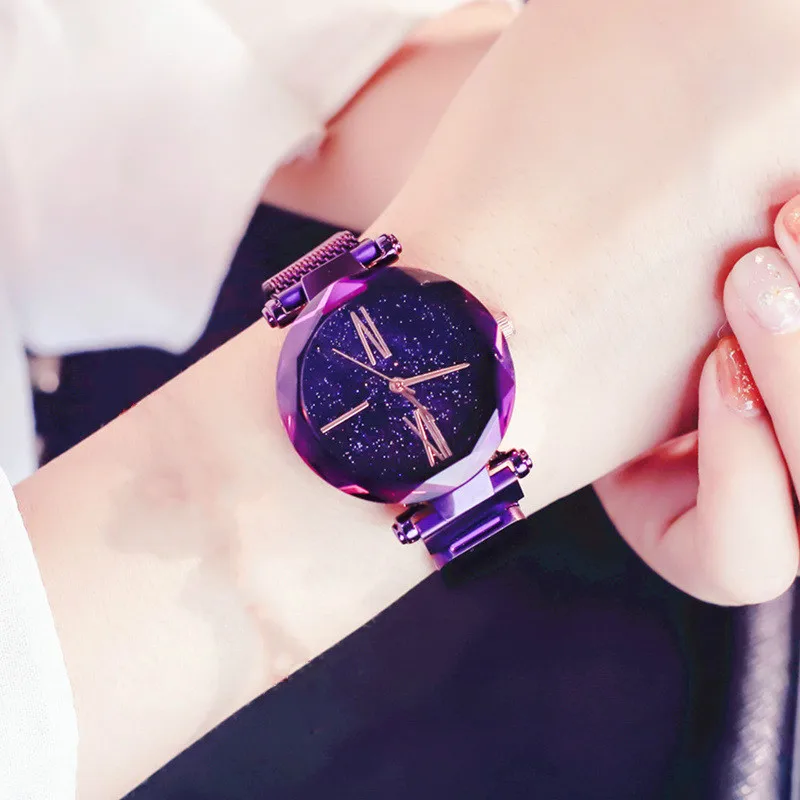 

Модные звездное небо женские часы с магнитной сеткой из нержавеющей стали с ремешком для женщин браслет наручные часы повседневные женские часы Reloj Mujer