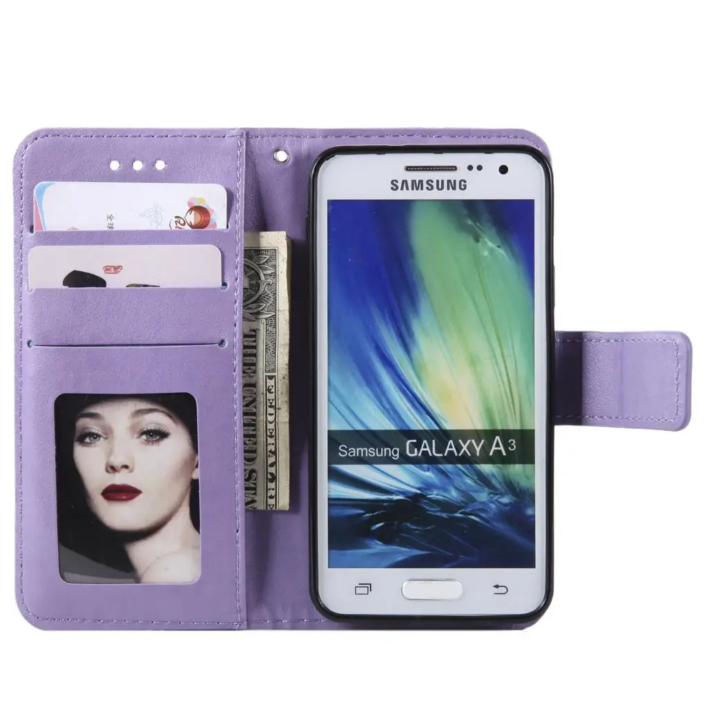 Откидной Чехол бумажник для Samsung Galaxy A3 2015 A300 A 3 300 SM A300F кожаный силиконовый чехол с