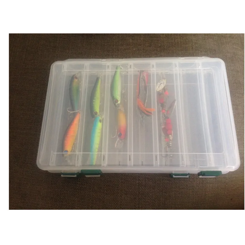 Коробка для рыболовных снастей двухсторонняя пластиковая 14 отсеков Boite Peche