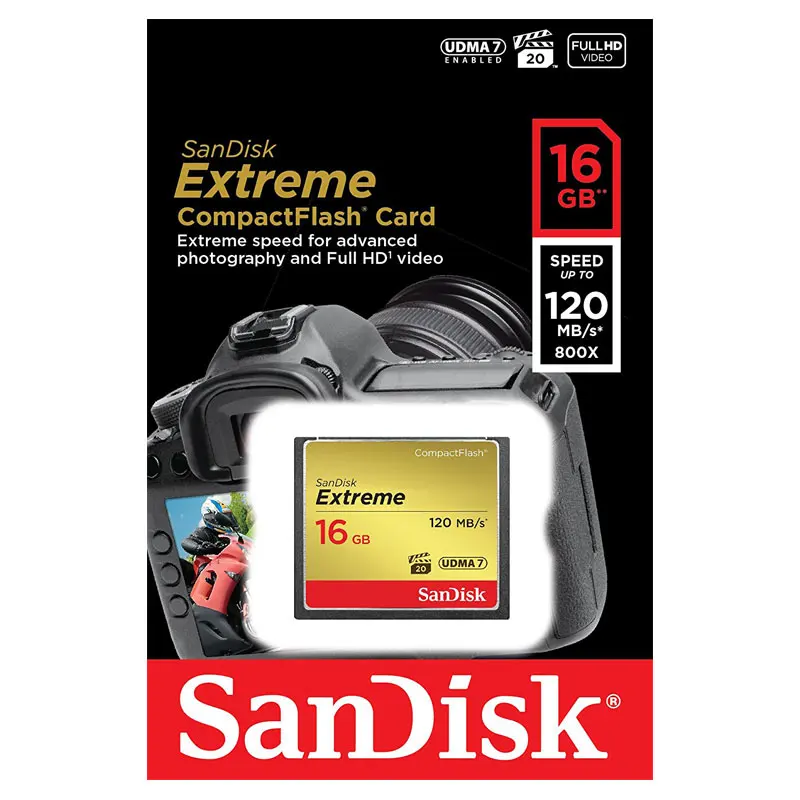 Sandisk Memory Card Extreme CompactFlash 32GB 64GB 128GB CF Card VPG-20 120MB/s 4K and Full HD Video For Canon D300 7D 5DSR Card
